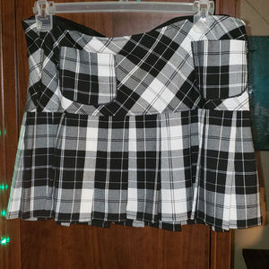 Black Plaid Mini Skirt